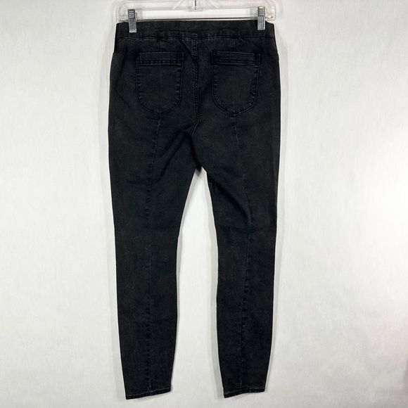 ASOS Size 4 Jeans Black Skinny Pull On‎ Elastic Waist Pockets Denim Womens 1018 - Picture 2 of 9